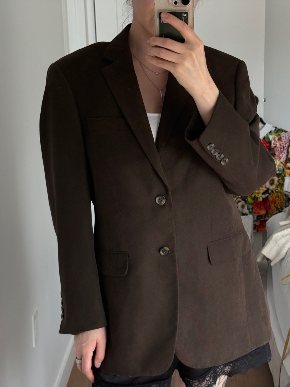 Andrew Fezza Dark Brown Women's Single-Breasted Blazer